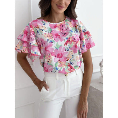 Karin | Atmungsaktive Blumenmuster Bluse