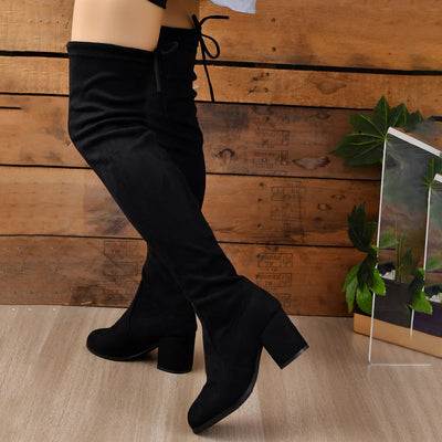 Christine | Elegante Overknee Stiefel mit Blockabsatz