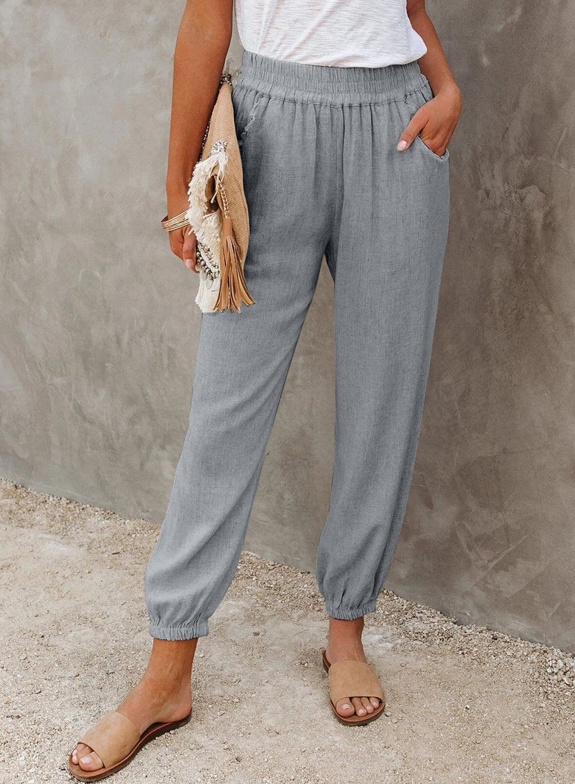 Sabine | Lockerer Schnitt aus Baumwolle Stoffhose