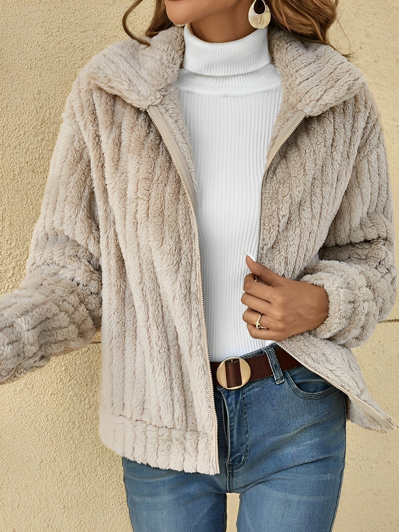 Lisa | Eleganter weicher & bequemer kuscheliger Teddy Mantel