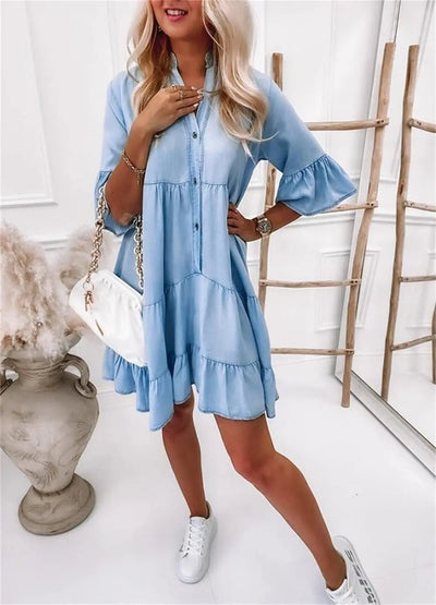Marie | Elegant & Modernes Denimkleid