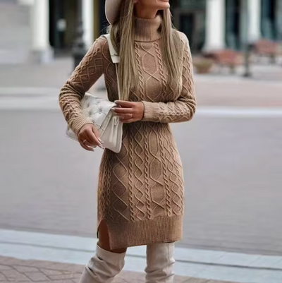 Lisa | Elegantes Langarm Strickkleid Midi