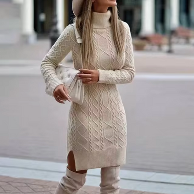Lisa | Elegantes Langarm Strickkleid Midi
