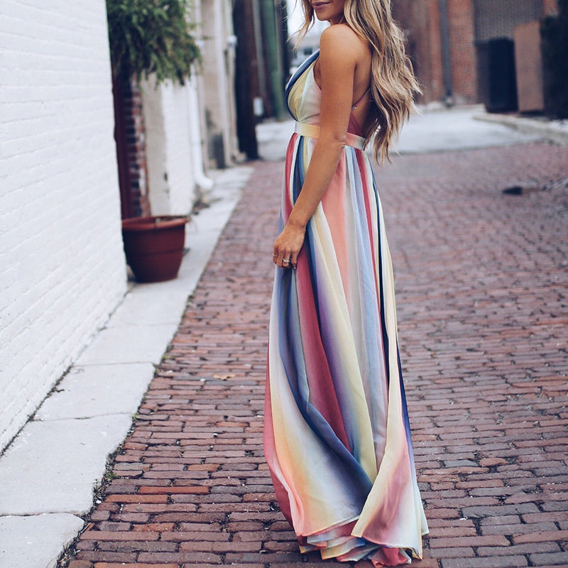 Sabrina | Fließendes V-Ausschnitt Maxikleid