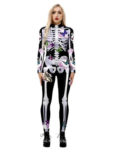 Katharina | Florales Skelettdruck Halloween Kostüm