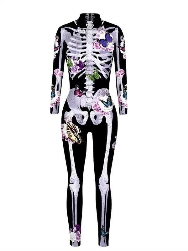Katharina | Florales Skelettdruck Halloween Kostüm