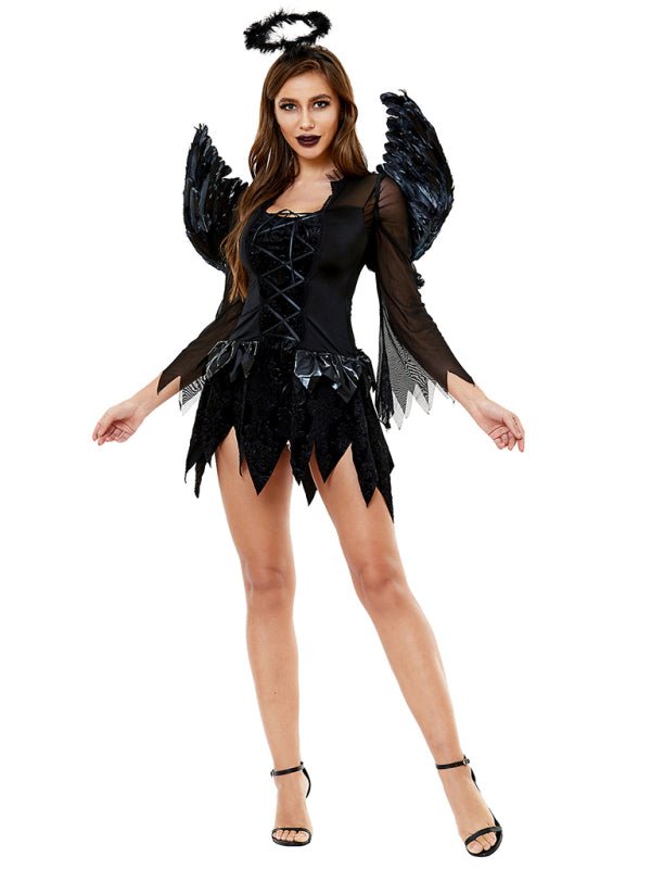 Christine | Dark Angel Kostüm mit Flügeln Mini Kleid