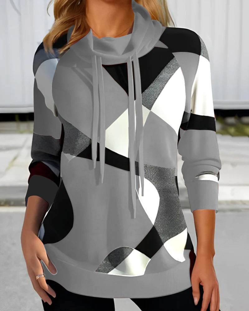 Maria | Geometrischer Kapuzenpullover mit Langen Ärmeln