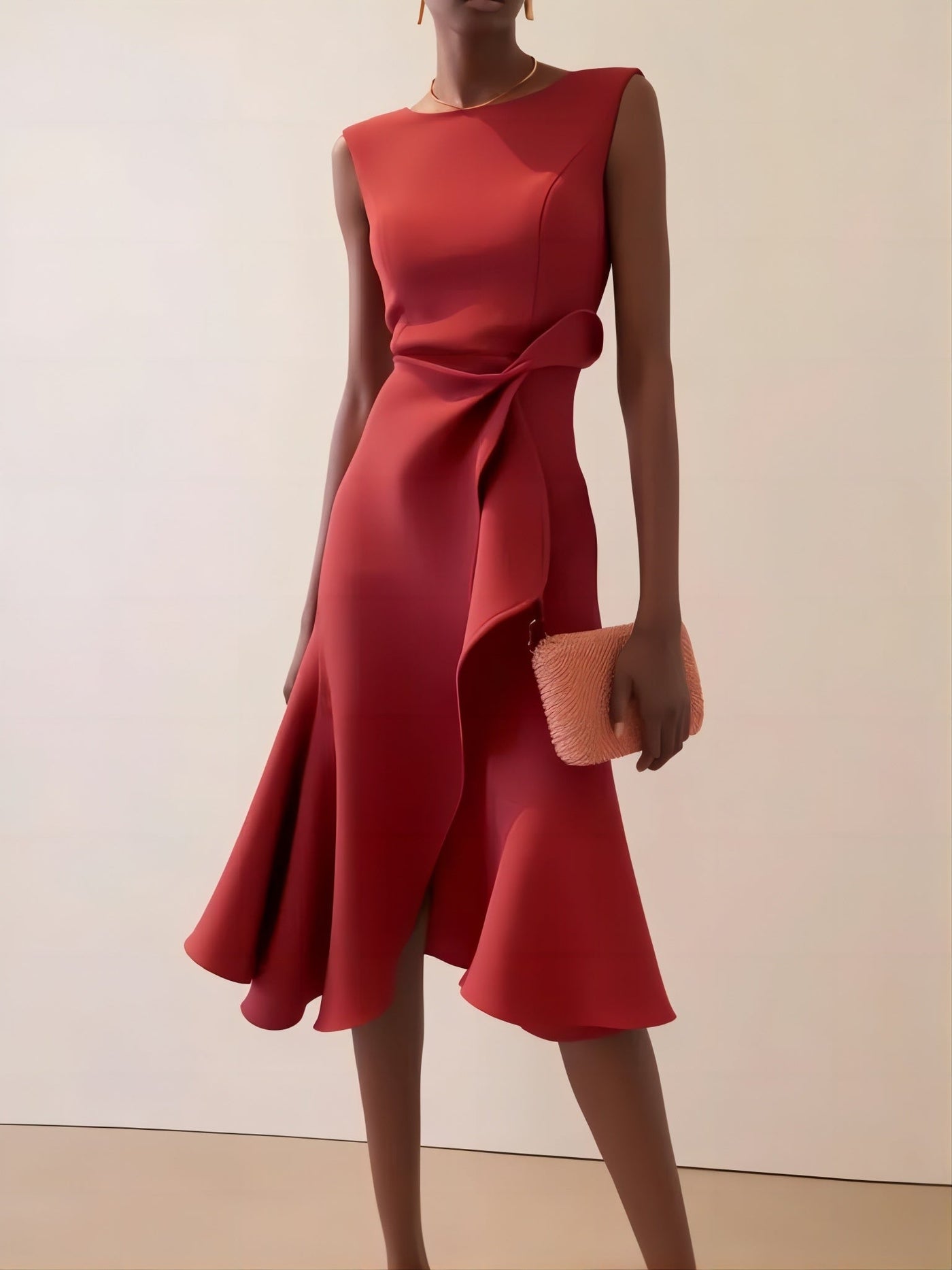 Georgia | Midi -Kleid kräuselte Eleganz