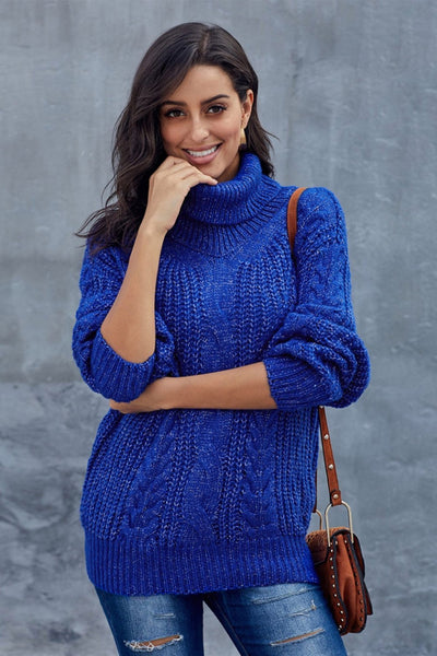 Laura | Grobes Zopfmuster pullover mit Rollkragen