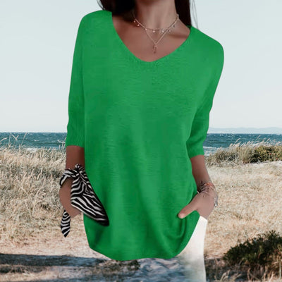 Sophia | Top  Leichtes V-Ausschnitt Design, Sommermode in Weiß und Rot