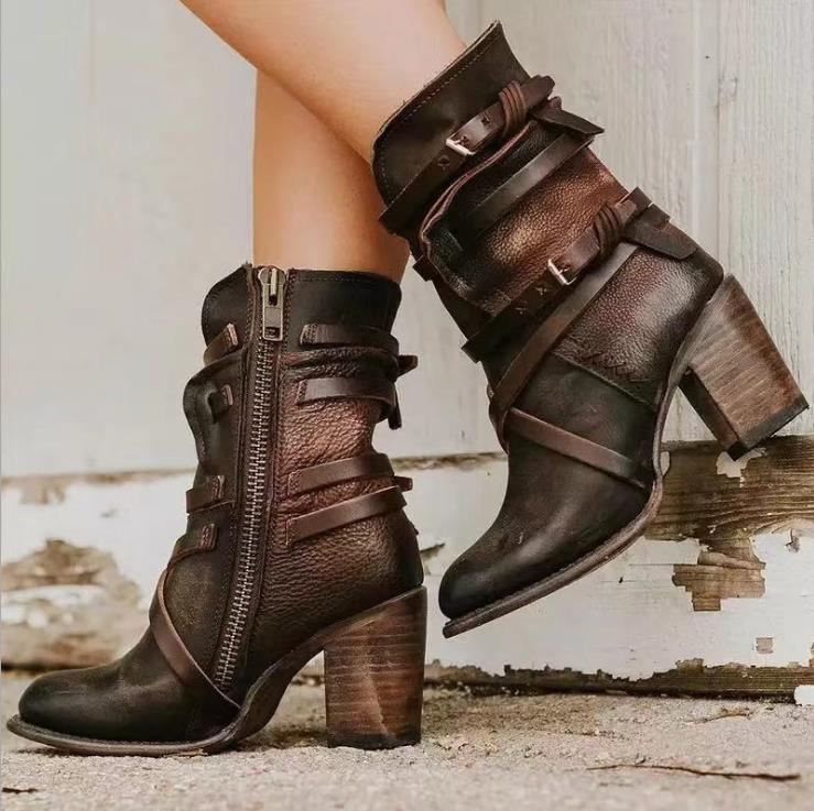 Amalia | Stiefeletten mit Reißverschluss Vintage-inspiriert