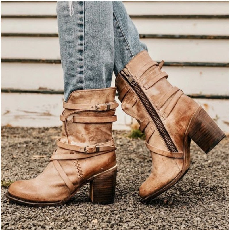 Starlight | Stiefeletten Damen Schwarz mit Reißverschluss – Vintage-inspiriert 4