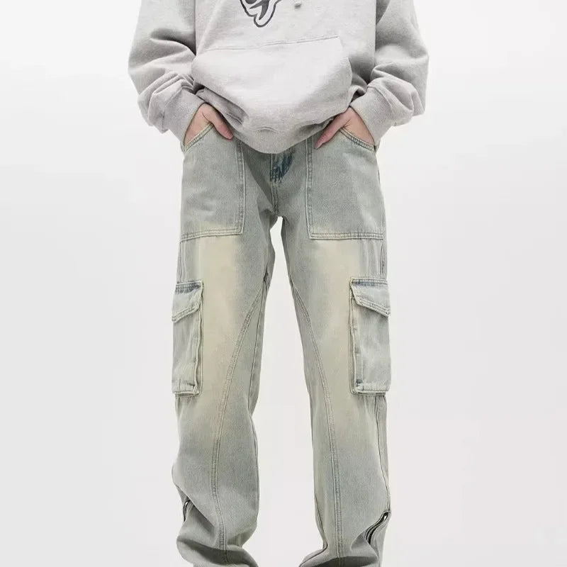 Stefan | Baggy Jeans mit Seitlichen Reißverschlüssen