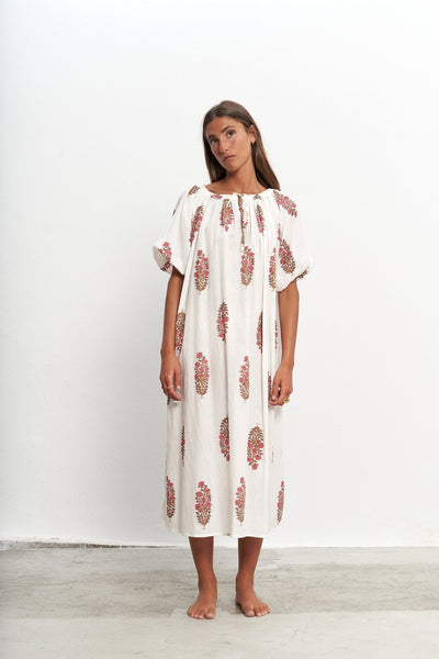 Jasmine | Geschwollener Ärmel Midi Kleid