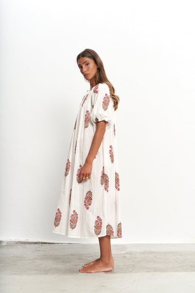 Jasmine | Geschwollener Ärmel Midi Kleid