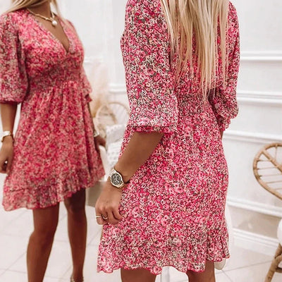 Kira | Kleid Florales Design mit Puffärmeln