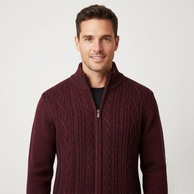 Jörg | Stylische Zopfmuster-Strickjacke mit Reißverschluss 0