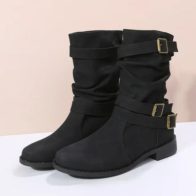 Andrea | Klassische Schwarze Stiefel in Mittlerer Wadenhöhe