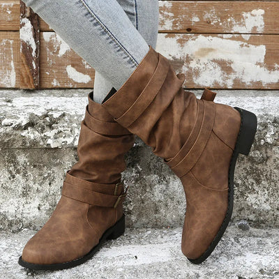 Andrea | Klassische Schwarze Stiefel in Mittlerer Wadenhöhe