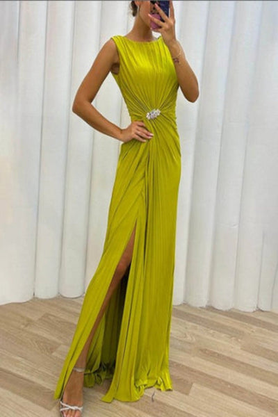 Johanna | Langes ärmelloses Kleid mit Falten