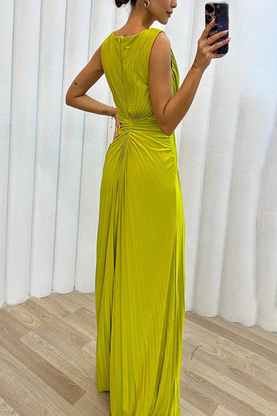 Johanna | Langes ärmelloses Kleid mit Falten