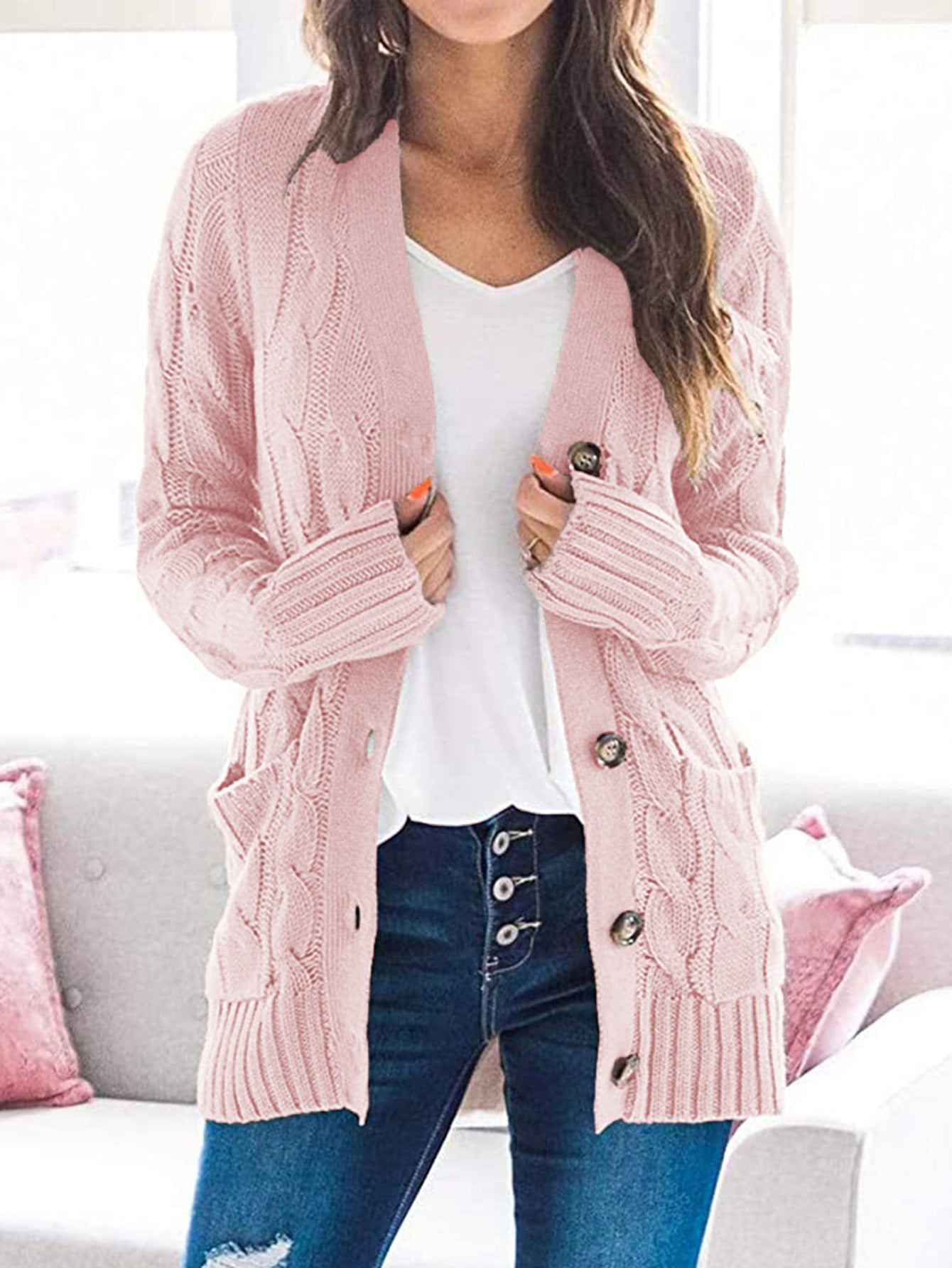 Petra | Lange Strickjacke Cardigan mit Langen Ärmeln