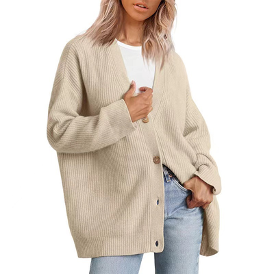 Manuela | Lässiger Lange Strickjacke mit Knopfleiste