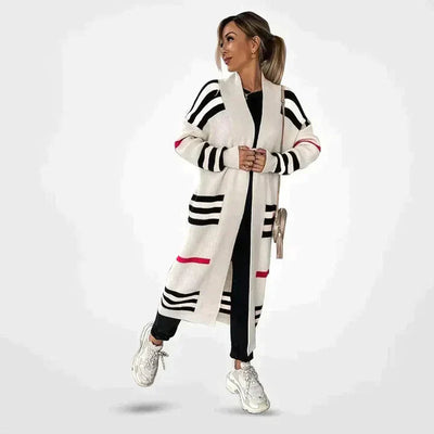 Stephanie | Lange Strickjacke mit Streifenmuster