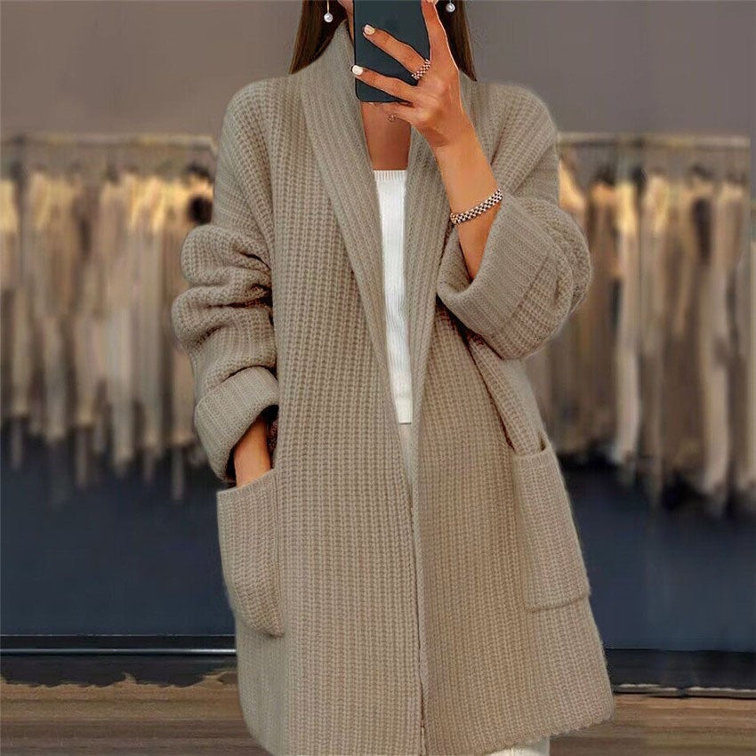 Christin | Modischer langer Cardigan mit V Ausschnitt