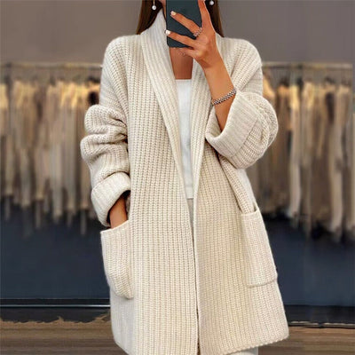 Christin | Modischer langer Cardigan mit V Ausschnitt
