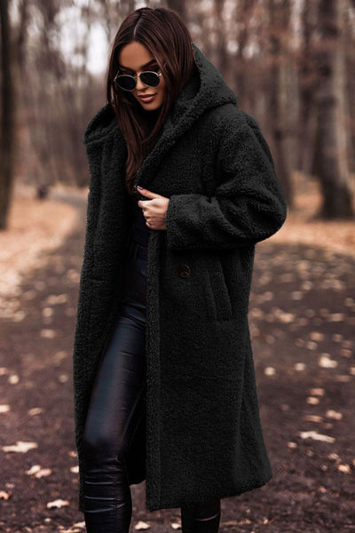 Sandra | Soft & Langer Teddymantel mit Kapuze