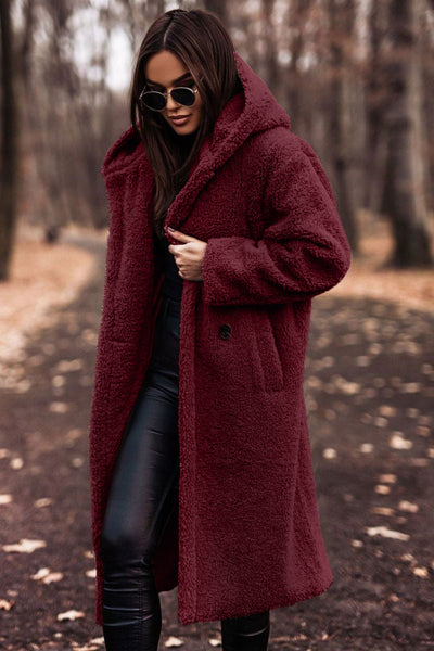 Sandra | Soft & Langer Teddymantel mit Kapuze