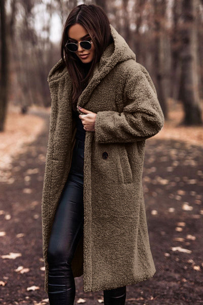 Sandra | Soft & Langer Teddymantel mit Kapuze