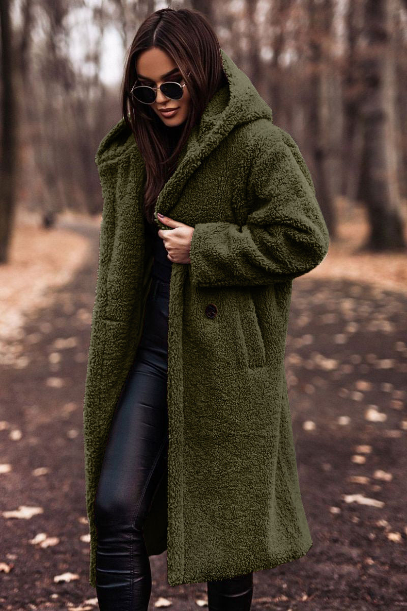 Sandra | Soft & Langer Teddymantel mit Kapuze