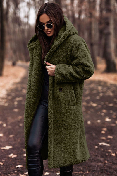 Sandra | Soft & Langer Teddymantel mit Kapuze