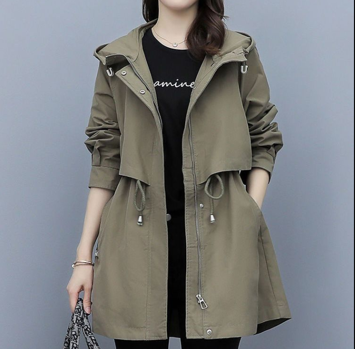 Lisa | Langer Wasserdichter Trenchcoat mit Kapuze