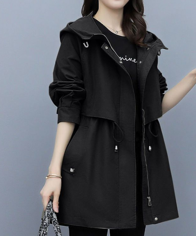 Lisa | Langer Wasserdichter Trenchcoat mit Kapuze