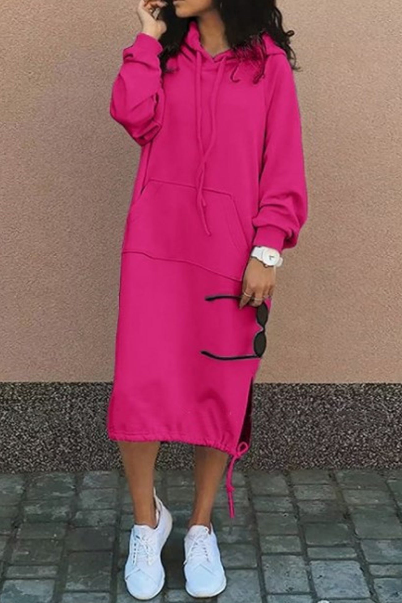 Angelika | Langes Kapuzenpullover Kleid