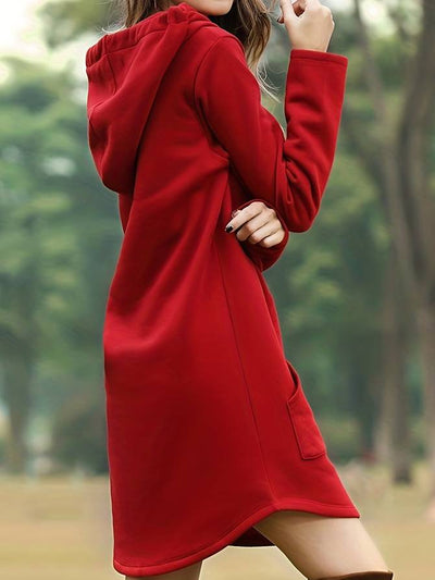 Laura | Lässiges Langarm Kapuzenpullover Kleid