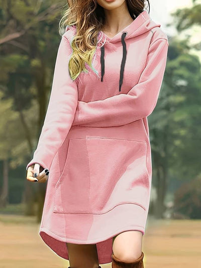 Laura | Lässiges Langarm Kapuzenpullover Kleid