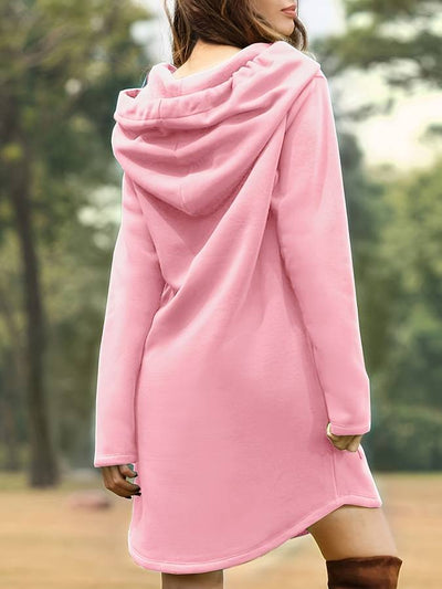 Laura | Lässiges Langarm Kapuzenpullover Kleid