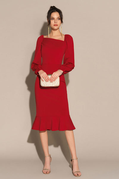 Lilian | Midi -Kleid mit langem Ärmel