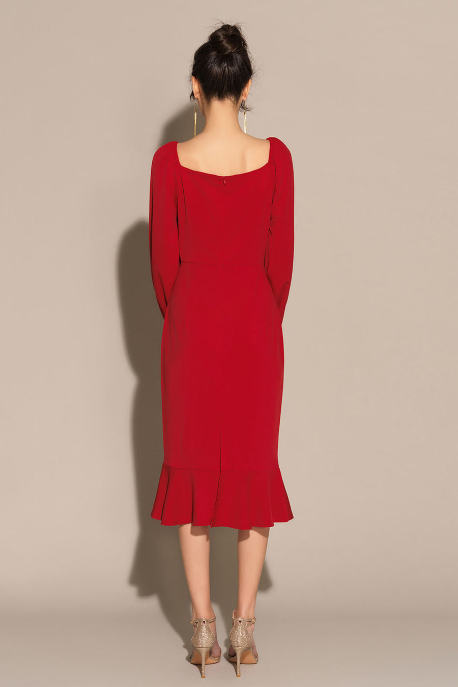 Lilian | Midi -Kleid mit langem Ärmel