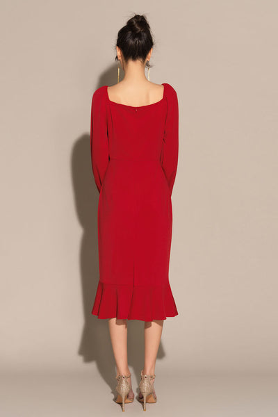 Lilian | Midi -Kleid mit langem Ärmel