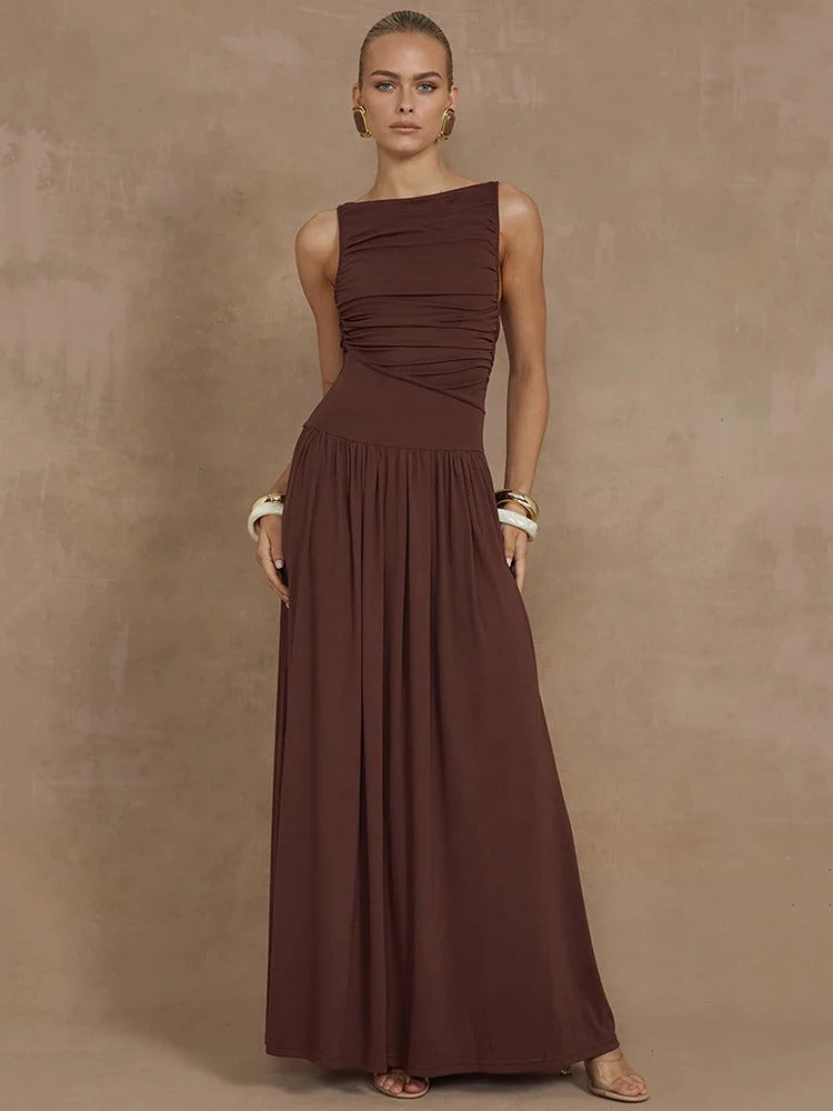 Luna | Schwarzes Langes Maxikleid für Damen im Sommer-1