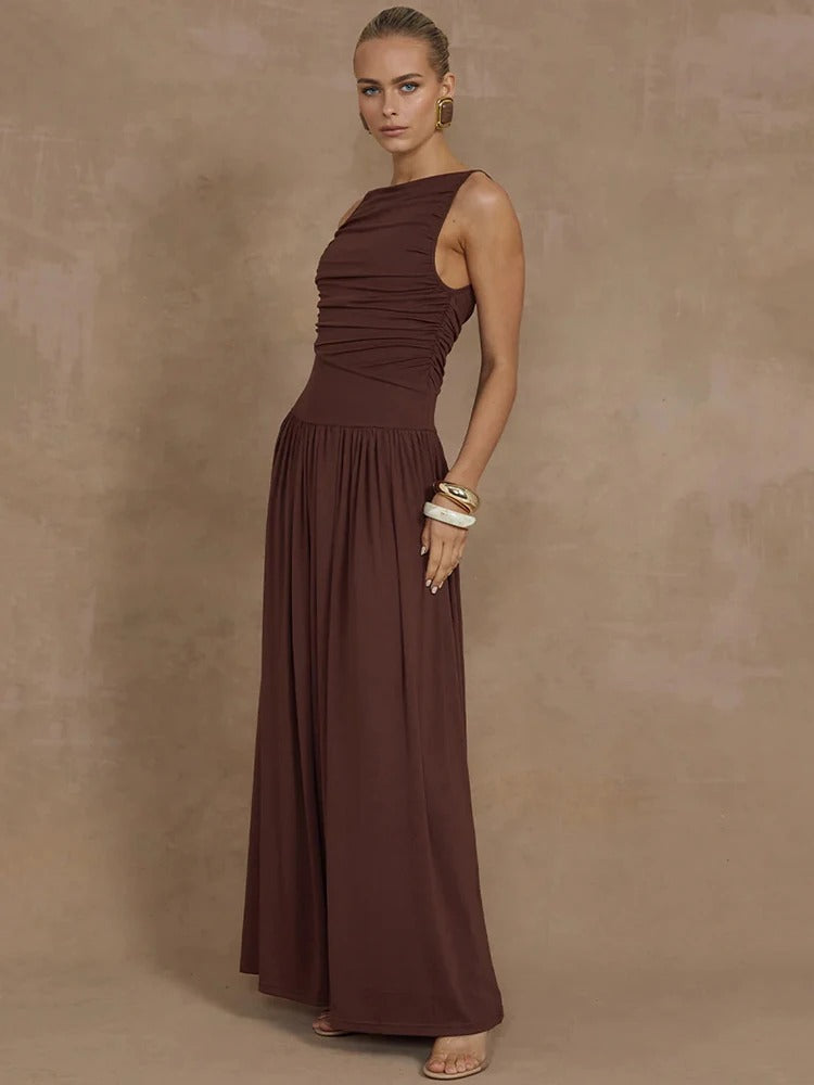 Ella | Schwarzes Langes Maxikleid für Damen im Sommer