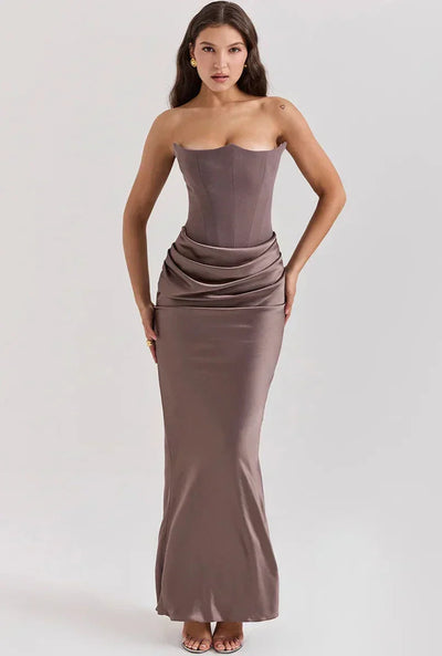 Variant image for Luna | Maxikleid Festlich für Damen – Trägerloses Satin Maxi Kleid-26