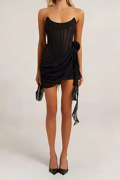 Luna | Festliches Damenkleid mit Floralen Drapierungen-5