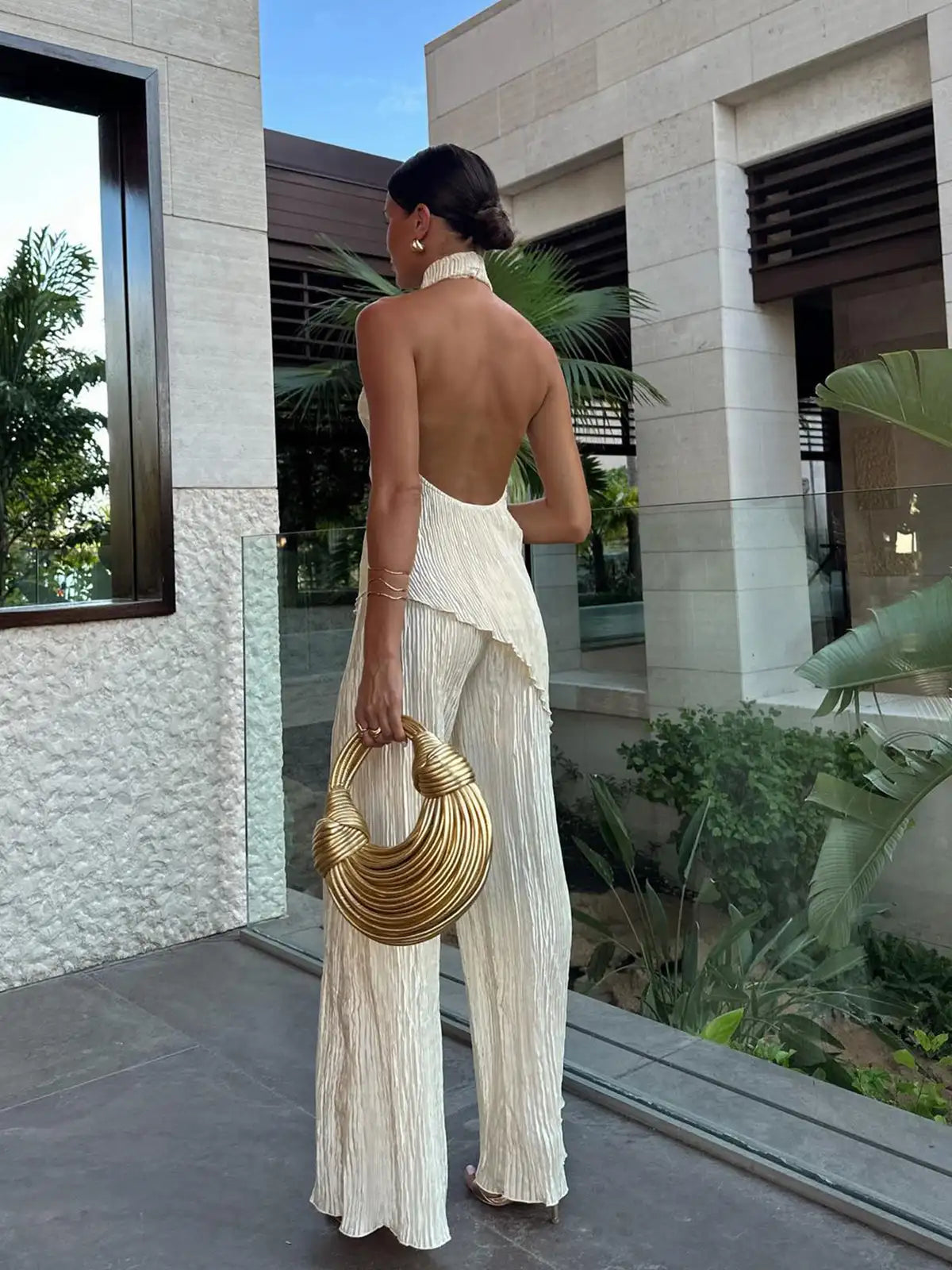 Elke | Plissee Set mit Halfterausschnitt – Elegantes Outfit für besondere Anlässe